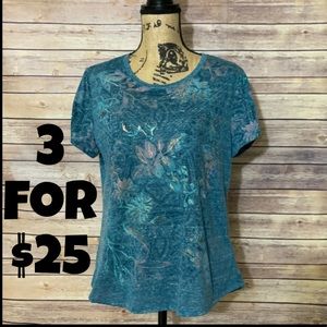 Style & Co. Petite Aqua Short Sleeve Tee PXL